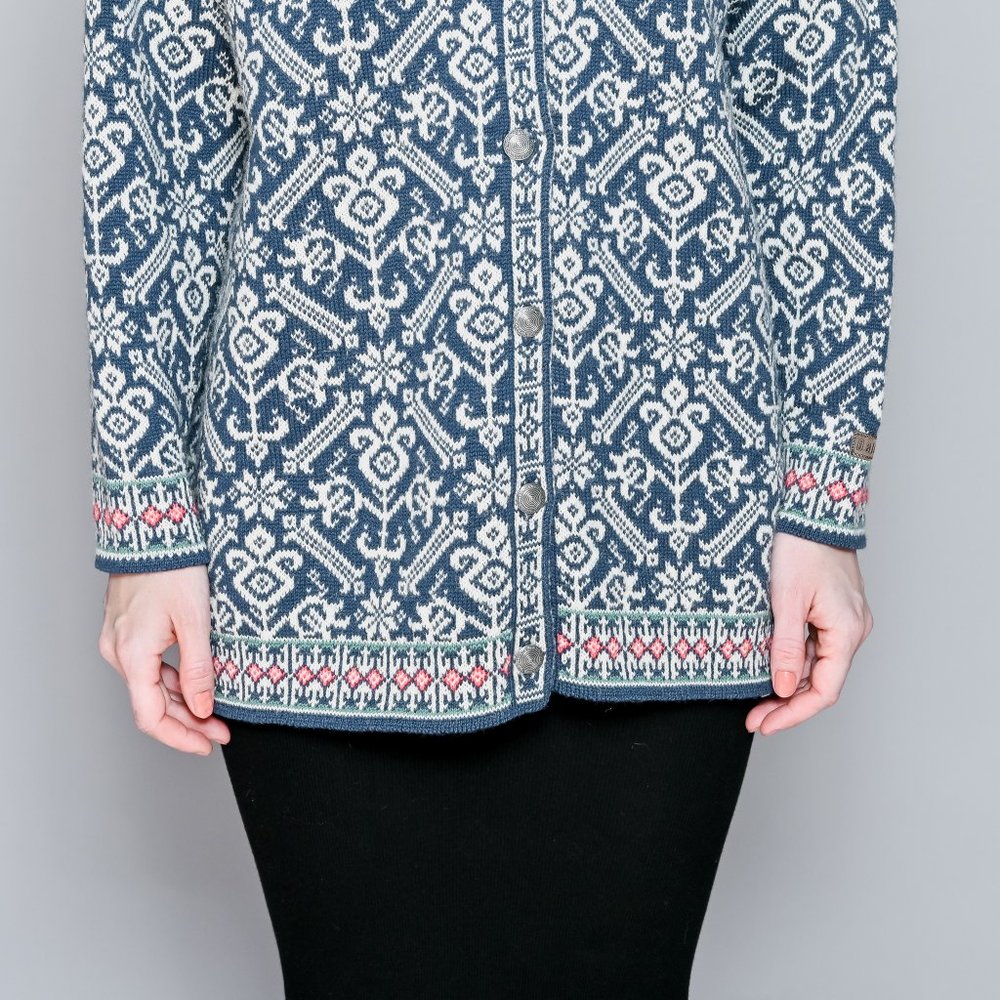 DALE OF NORWAY Wool Blue & White Knit Cardigan - Picture 3 of 9